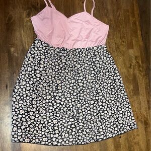 SHEIN Pink and Black Floral Mini Dress